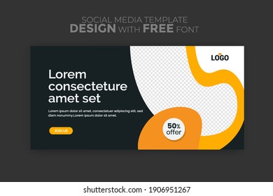 Horizontal web banner, vector template, with space for your picture