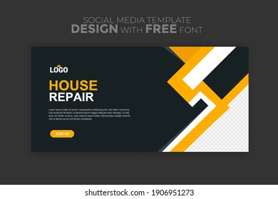 Horizontal web banner, vector template, with space for your picture