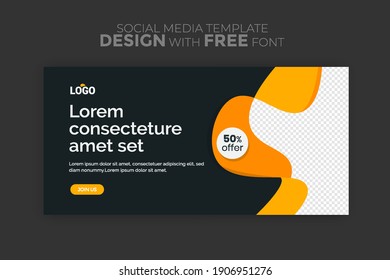 Horizontal web banner, vector template, with space for your picture