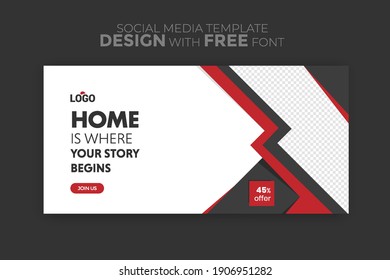 Banner web horizontal, plantilla vectorial, con espacio para la imagen