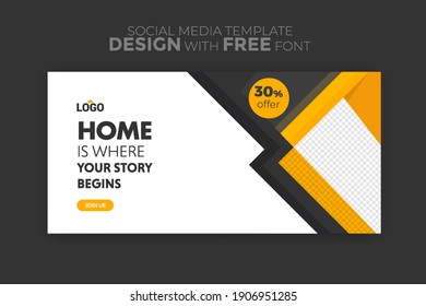 Horizontal web banner, vector template, with space for your picture