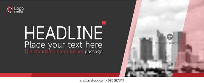 Horizontal web banner, vector template, with space for your picture