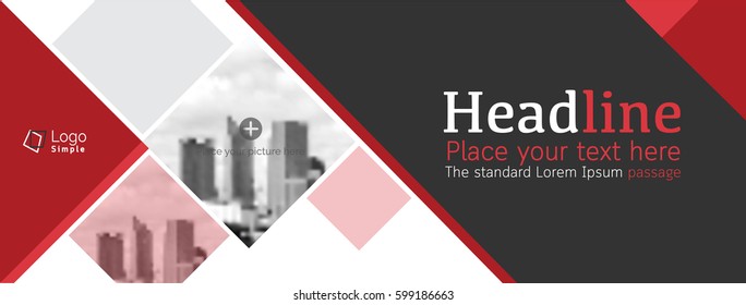 Horizontal web banner, vector template, with space for your picture