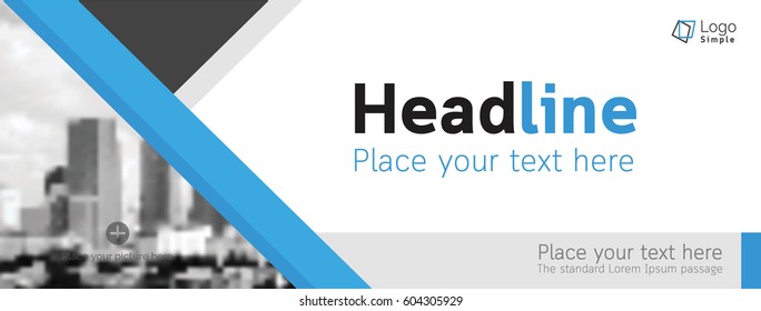 Horizontal web banner, vector template, with space for your picture