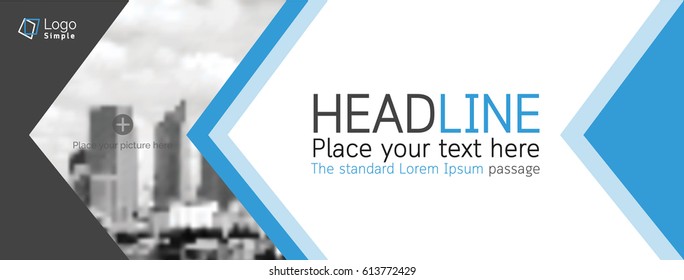 Horizontal web banner, vector template, with space for your picture