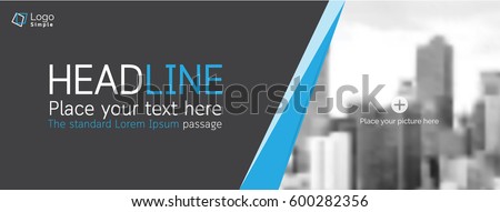 Horizontal web banner, vector template, with space for your picture