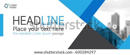 Horizontal web banner, vector template, with space for your picture