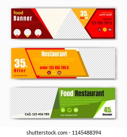 Horizontal web banners with arrows and a place for a photo. Minimalist design. Set. Clean and easily Editable vector.
