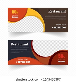 Horizontal web banners with arrows and a place for a photo. Minimalist design. Set. Clean and easily Editable vector.
