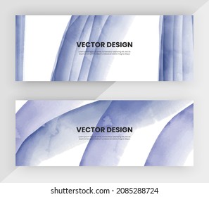 Horizontal web banners with blue watercolor texture