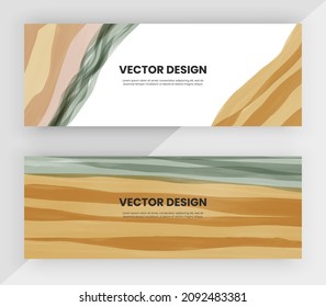 Banners web horizontales con textura de color marrón y verde