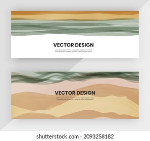 Horizontal web banners with brown and green watercolor texture