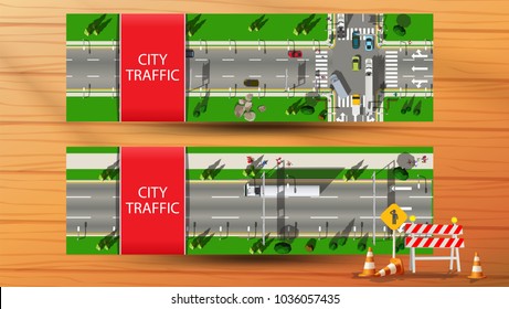 Horizontalbanner mit Highway-Draufsicht