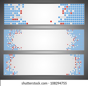 Horizontal web banners. Pixel art. Vector