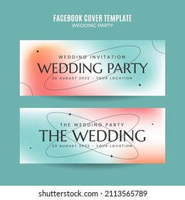 Horizontal wedding invitation web banner template retro gradients elegance abstract blurry
