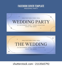 Plantilla de banner web de invitación a boda horizontal degradado elegancia abstracto borroso