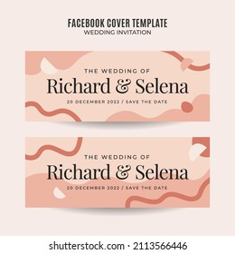 Horizontal wedding invitation web banner template minimalist elegance abstract blurry space area