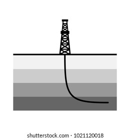 Horizontal Well Drilling; Flat Vector Icon; EPS 10