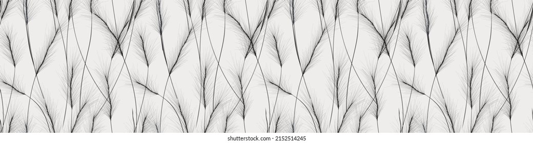 Horizontal wheat banner, vector seamless pattern