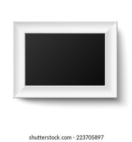 Horizontal white A4 wooden frame vector for picture or text isolated on white background