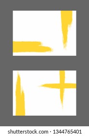 Horizontal white backgrounds with yellow brush strokes. Sketch, grunge, watercolor. Vector illustration.