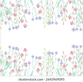 Horizontal white banner or floral backdrop decorated with gorgeous multicolored blooming flowers.