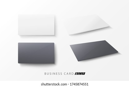 Horizontal white and black blank business cards mockup on white background