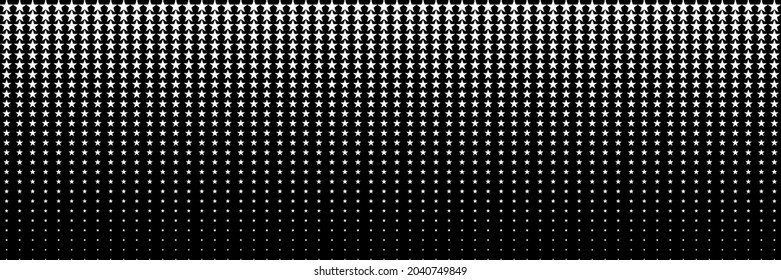 horizontal white blended star on black for pattern and background.
