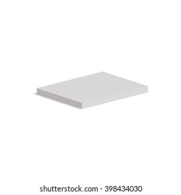 Horizontal white book icon, isometric 3d style