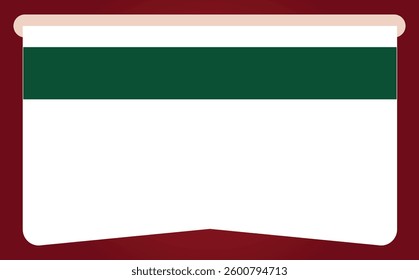 Horizontal White Cream Label Ticket with Green Rectangle on Red Background