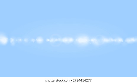 Línea blanca Horizontal del resplandor con el efecto de desenfoque en un fondo azul celeste liso