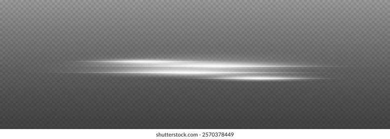 Horizontal white light effect. On a transparent background.