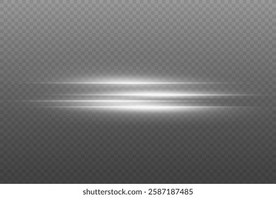 Horizontal white light effect. On a transparent background.