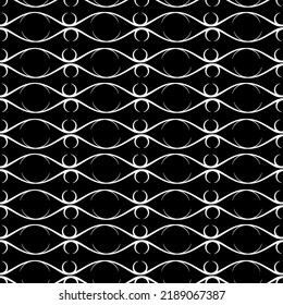 Horizontale weiße Linienlinie auf schwarzem Muster. Modegrafisches Hintergrunddesign. Moderne, stilvolle abstrakte Textur. Entwurf einer monochromen Vorlage für Drucke, Textilien, Tapeten, Website. Vektorgrafik