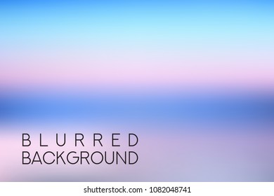 horizontal wide blue pink sky blurred background. Sunset and sunrise sea blurred background.