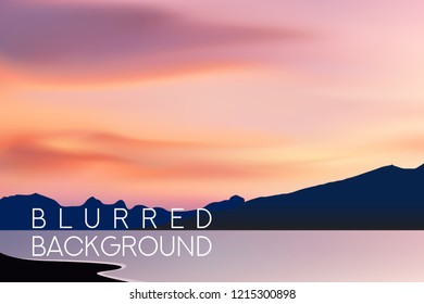 horizontal wide blurred mountain background - sunset colors With quote - sunset in the mountains