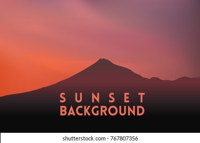 horizontal wide sunset mountain landscape blurred background. Sunset and sunrise sea blurred background.