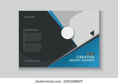 Horizontal or widescreen flyer cover letter layout, brochure, annual report, letterhead, company profile, magazine, business presentation template design