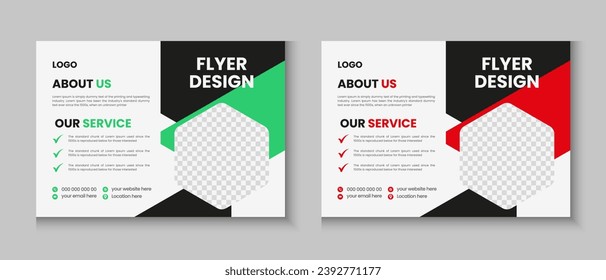 Horizontal or widescreen flyer cover letter layout, brochure, annual report, letterhead, company profile, magazine, business presentation template design