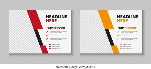 Horizontal or widescreen flyer cover letter layout, brochure, annual report, letterhead, company profile, magazine, business presentation template design