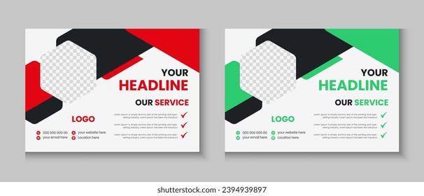 Horizontal or widescreen flyer cover letter layout, brochure, annual report, letterhead, company profile, magazine, business presentation template design