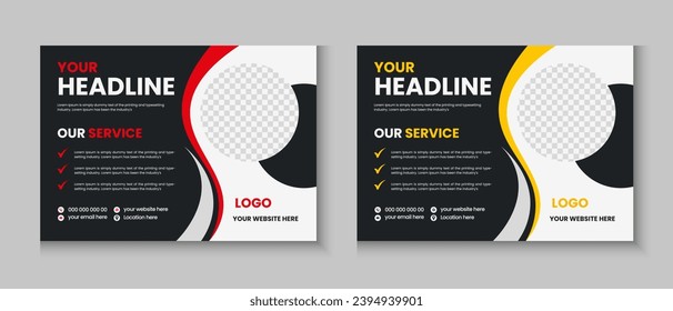 Horizontal or widescreen flyer cover letter layout, brochure, annual report, letterhead, company profile, magazine, business presentation template design