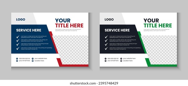 Horizontal or widescreen flyer cover letter layout, brochure, annual report, letterhead, company profile, magazine, business presentation template design