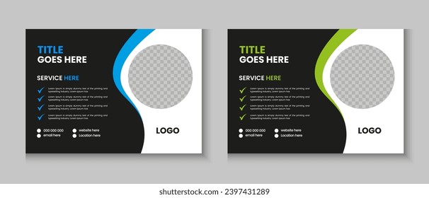 Horizontal or widescreen flyer cover letter layout, brochure, annual report, letterhead, company profile, magazine, postcard, business presentation template design