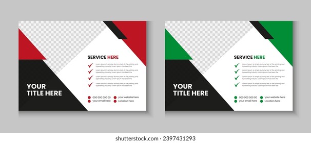 Horizontal or widescreen flyer cover letter layout, brochure, annual report, letterhead, company profile, magazine, postcard, business presentation template design