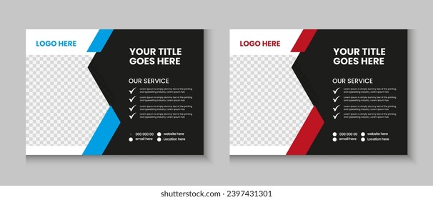 Horizontal or widescreen flyer cover letter layout, brochure, annual report, letterhead, company profile, magazine, postcard, business presentation template design