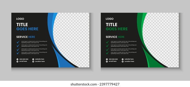 Horizontal or widescreen flyer cover letter layout, brochure, annual report, letterhead, company profile, magazine, postcard, business presentation template design