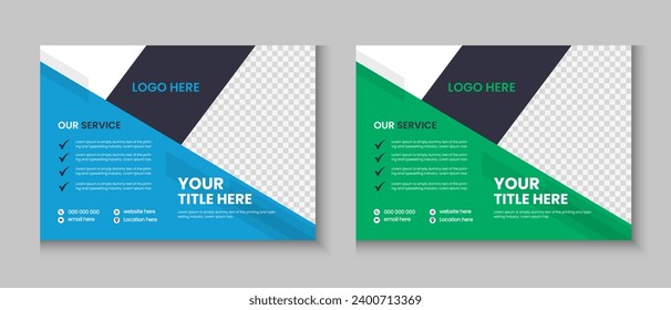 Horizontal or widescreen flyer cover letter layout, brochure, annual report, letterhead, company profile, magazine, postcard, business presentation