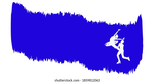 Pancarta horizontal de invierno, patinadores - aislados en fondo blanco - vector. Original. Diseño moderno.