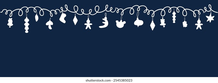 Horizontal winter celebration background with doodle elements. Template for decoration postcards poster print background backdrop wrapping wallpaper banner